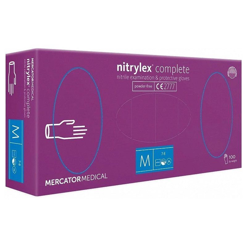 Rękawiczki Nitrylowe 100szt Mercator Nitrylex Complete rozmiar M - fioletowe